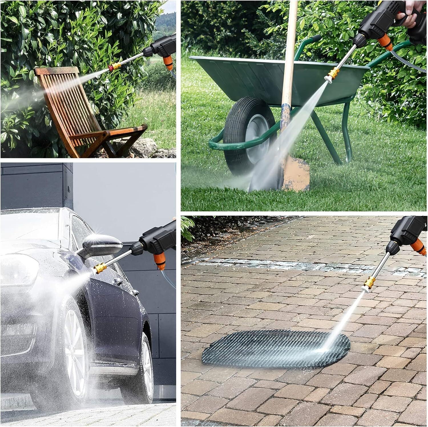 Battery Cordless Portable Car High Pressure Washer Jet Water Wash Cleaner Gun