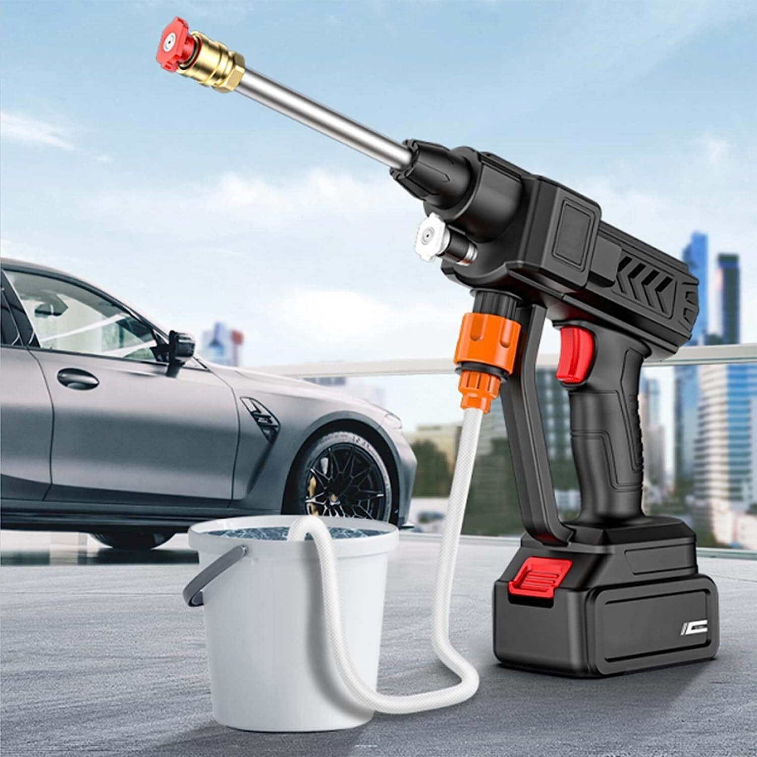 Battery Cordless Portable Car High Pressure Washer Jet Water Wash Cleaner Gun